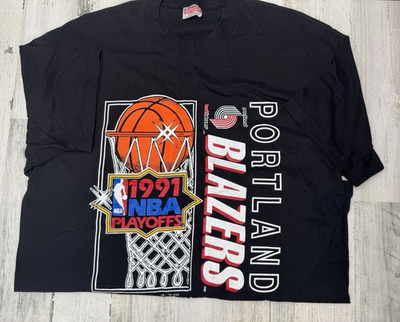 #ad Vtg 1991 NBA Playoffs T Shirt Portland Trail Blazers XL Hanes Heavyweight Tshirt $59.99