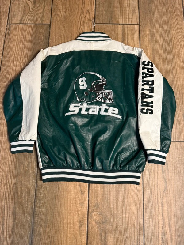 Michigan State Spartans Faux Leather Varsity Jacket Size S/M image 4