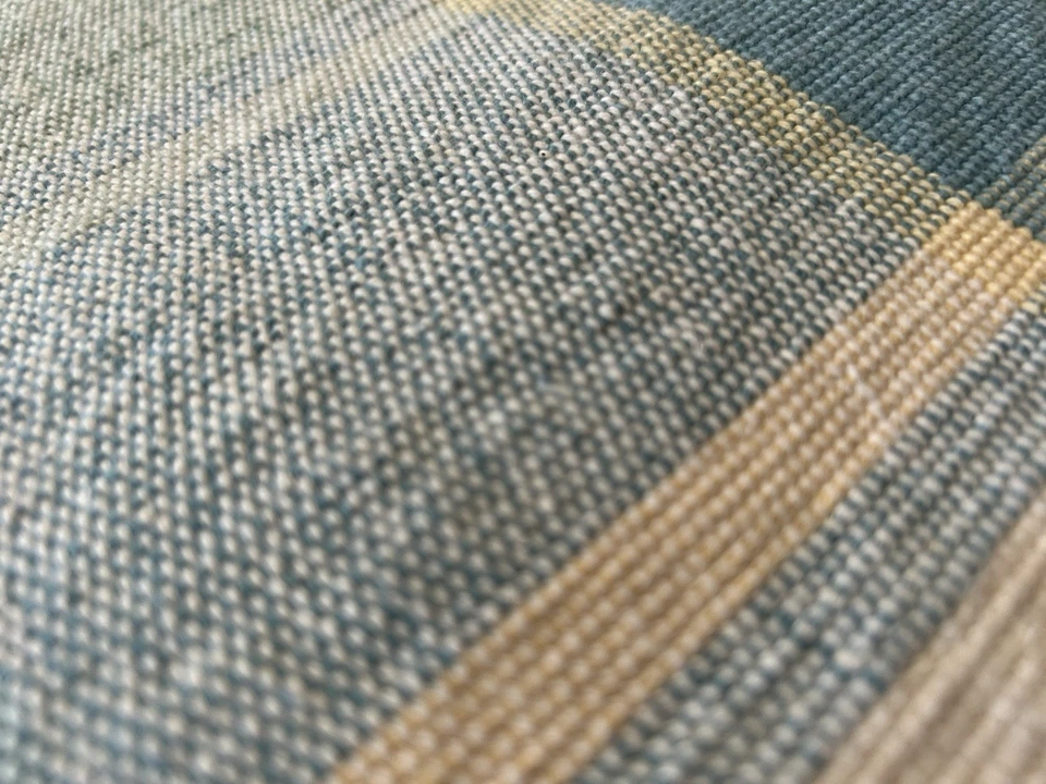 Pfaltzgraff Table Runner Heavy Woven Cotton Plaid Green Blue Yellow 66"x12" - Image 3 of 4