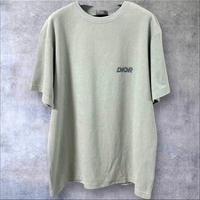 XL Dior Homme Dior Cut and sew Pile Fabric Towel Fabric Green T shirt Christian