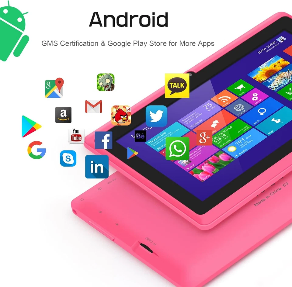 Tablet 7 Pollici Android, Doppia Fotocamera, Wifi, Bluetooth, Blu - Immagine 4 di 4