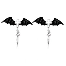 Gothic Bat Wing Hair Clips for Women Devil Cross 1 Count Pack of 2 