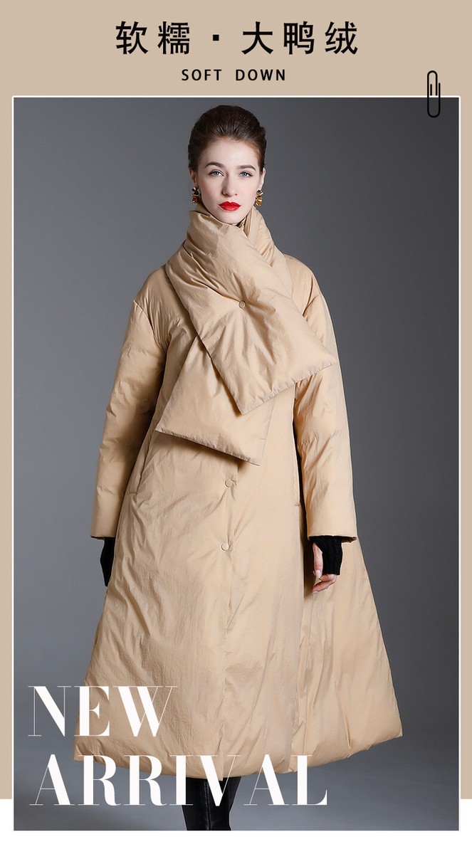 Occident American Style Womens Duck Down Jacket Big Lower Hem Coat