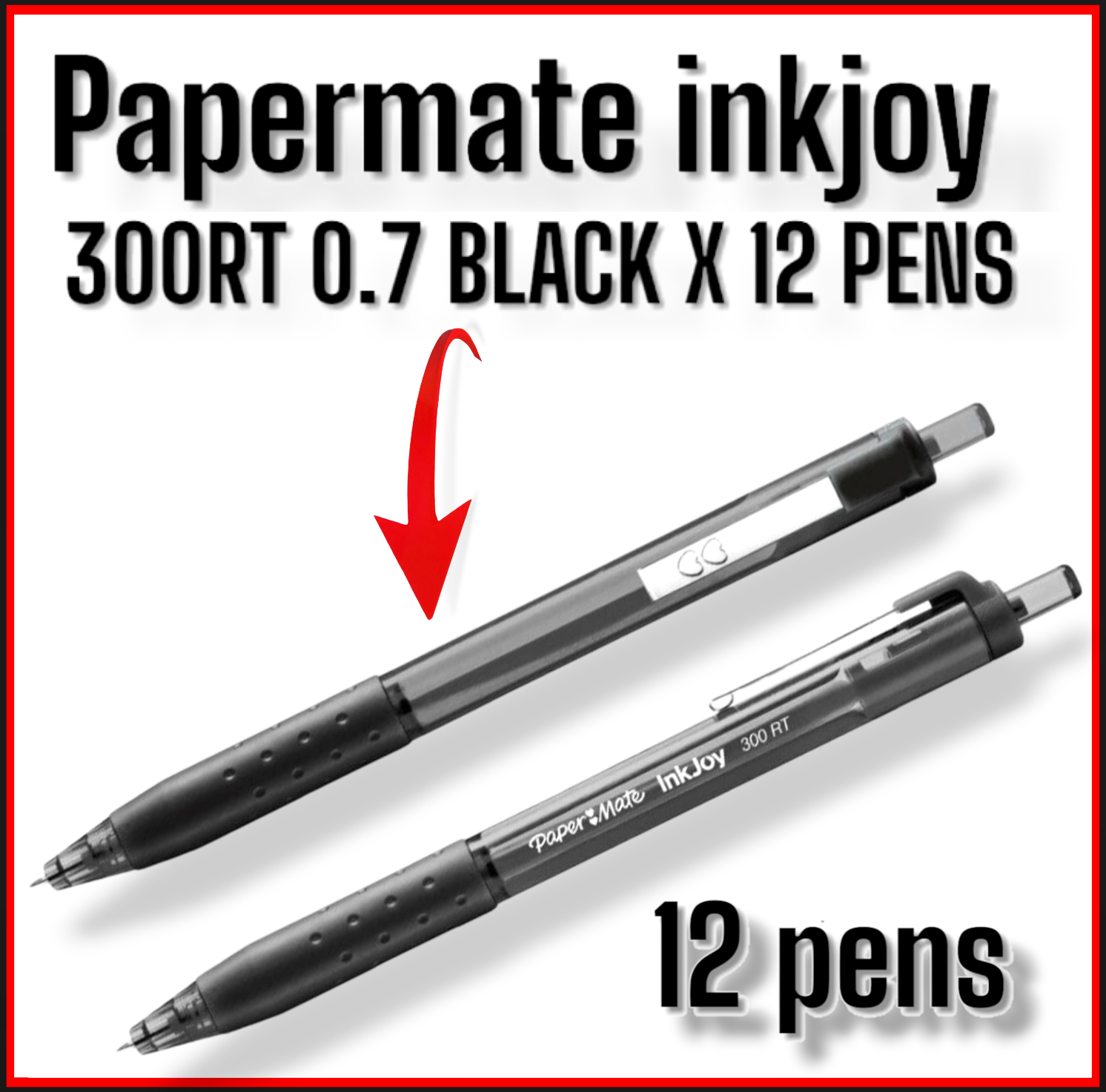 Paper Mate InkJoy 300RT Retractable Ballpoint Pens  0.7mm pack of 12 BLACK INK