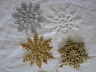  Enchanted Forest Plastic White Silver Gold SNOWFLAKE Ornaments 4 pc Christmas  — photo 9