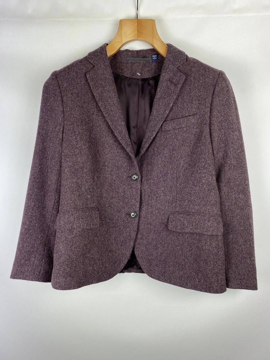 Gant women s wool tweed blazer jacket elbow patches size US 10 UK