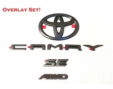 New Matte Black out Overlay Emblem Badge Kit fit TOYOTA 2018-2024 Camry SE AWD