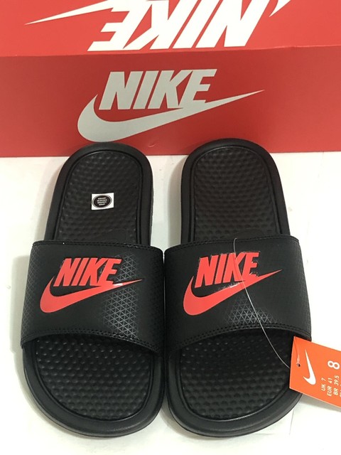 nike benassi jdi slides black and red