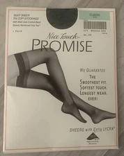 Nice Touch Promise Lace Top Stockings Thigh Highs Black Sz Classic Sheer Sears