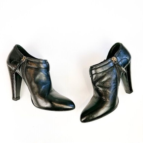 Miu Miu booties womens size 7/37 Black Leather Zip Buckle Ankle