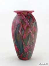 Robert Eickholt Pink & Cranberry Glass Vase w Agate-like Inclusions - ca. 2006