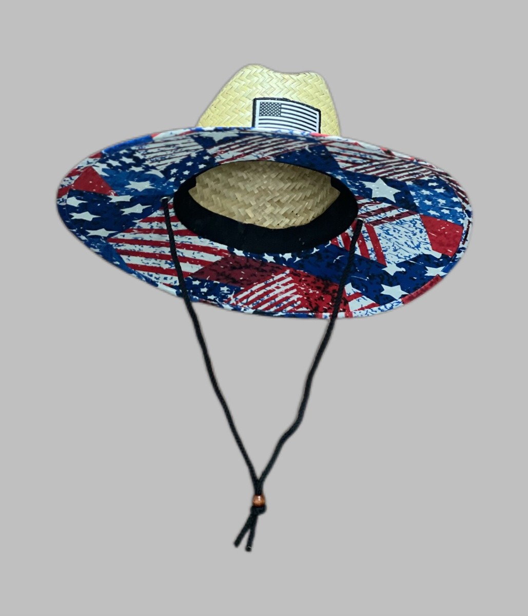 Sun Beach Cowboy Straw Hat Unisex - Wide Brim Drawstring One  display picture 1