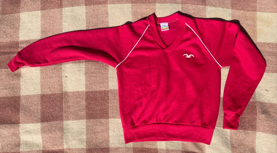 Sudadera de Colección Años 70 Wrangler Raglán Cuello en V Gaviota Rosa Pequeña Foto 3 de 4