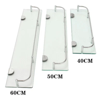 40/50/60cm Bathroom Glass Storage Shelf Rack Bathroom Shower Organizer Caddy