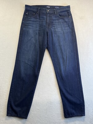 Chaps Jeans Men 34x32 Actual 36x34 Slim Straight Whiskered Dark Wash Denim Pants
