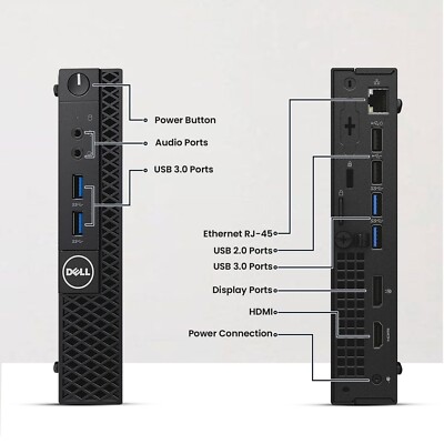 Dell 3060 Tiny PC Intel i5-8500T 32GB 2TB SSD Built-in Wi-Fi 24