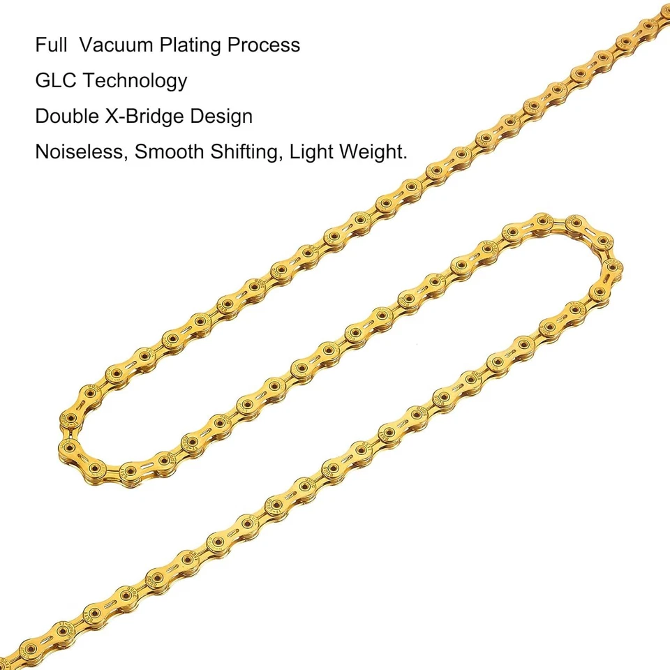 Cadena de bicicleta de 11 velocidades X11 SL cadena de bicicleta cadena de bicicleta ultraligera 116 eslabones SL dorada Foto 2 de 4