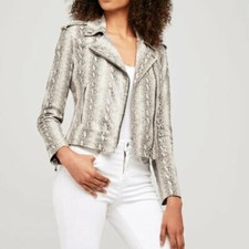 New L'agence Python Leather Biker Jacket Size M $1450 #c1553
