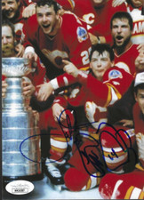 Joe Nieuwendyk & Theo Fleury Signed Calgary Flames Stanley Cup 5x7 Photo JSA COA