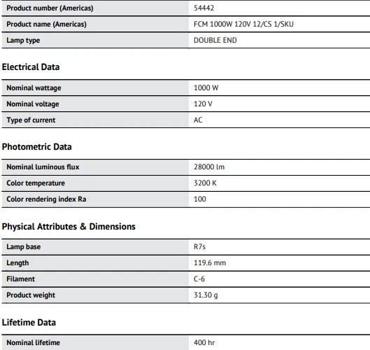 NEW! OSRAM FCM 1000W 120V  Double End  *M-F Shipping ONLY!* - Image 4 of 4