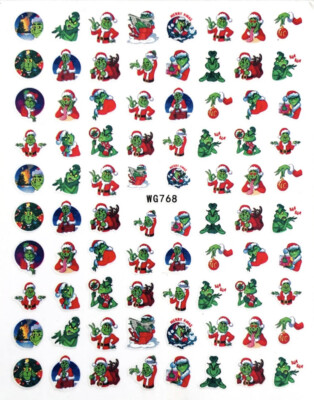 WEIHNACHTEN Nail Art Nagel Sticker selbstklebend Grinch WG768-2500