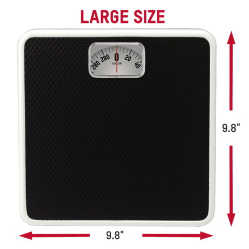Taylor 9.8” x 9.8” 300 lb Analog Dial Bathroom Scale with Dial Display Black - Picture 2 of 8