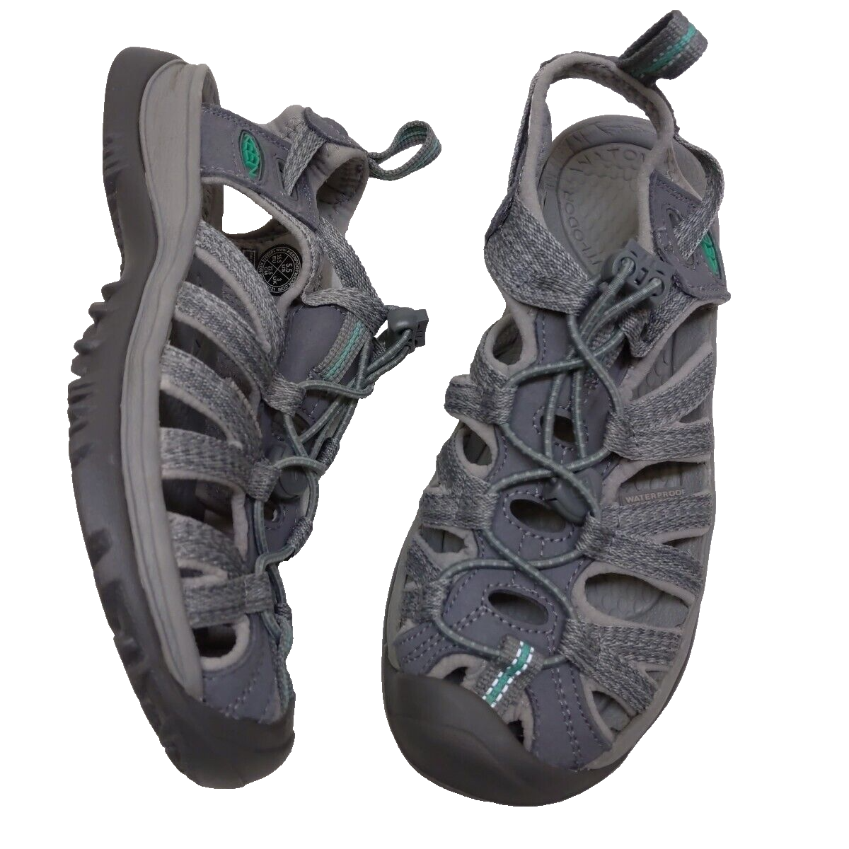 Sandali sportivi KEEN 5 5 $120 Whisper grigio verde punta chiusa