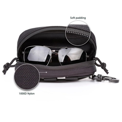 Glasses Case with Belt Loop Sunglasses Box Portable Zipper Pouch for Hiking Use - Picture 6 of 7