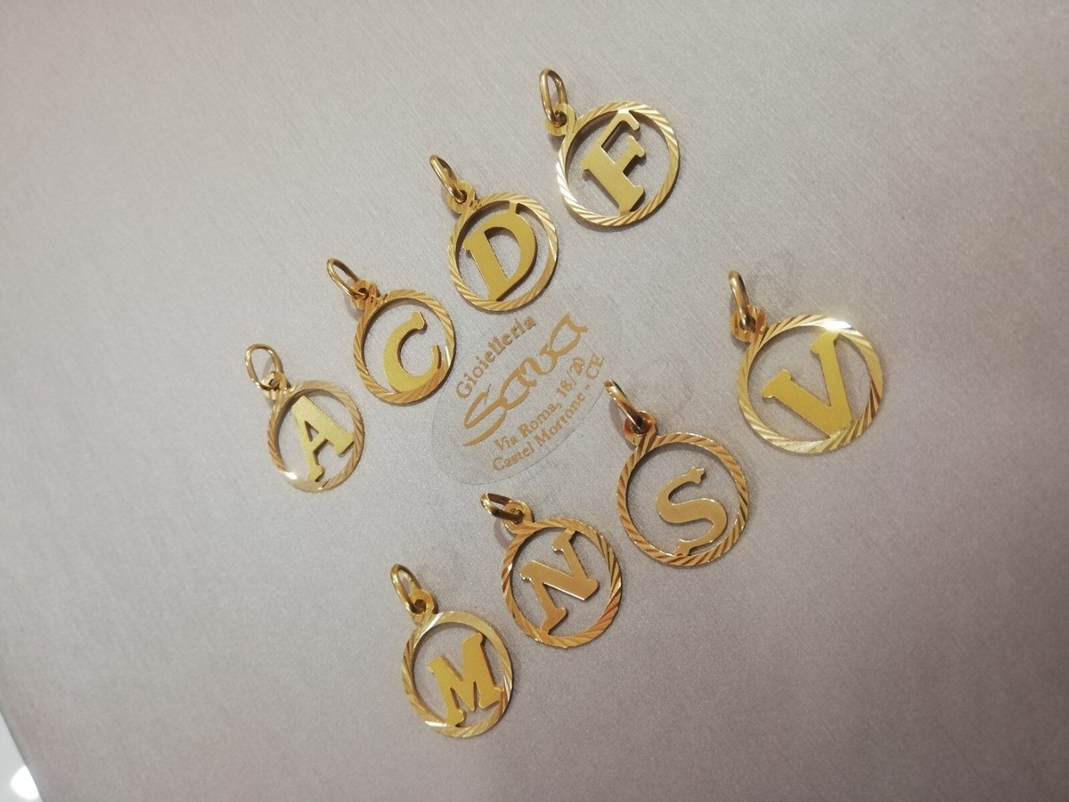 Ciondolo Uomo Con Lettera E Corona In Moissanite 4 Ct - Placcato Oro Giallo 14K