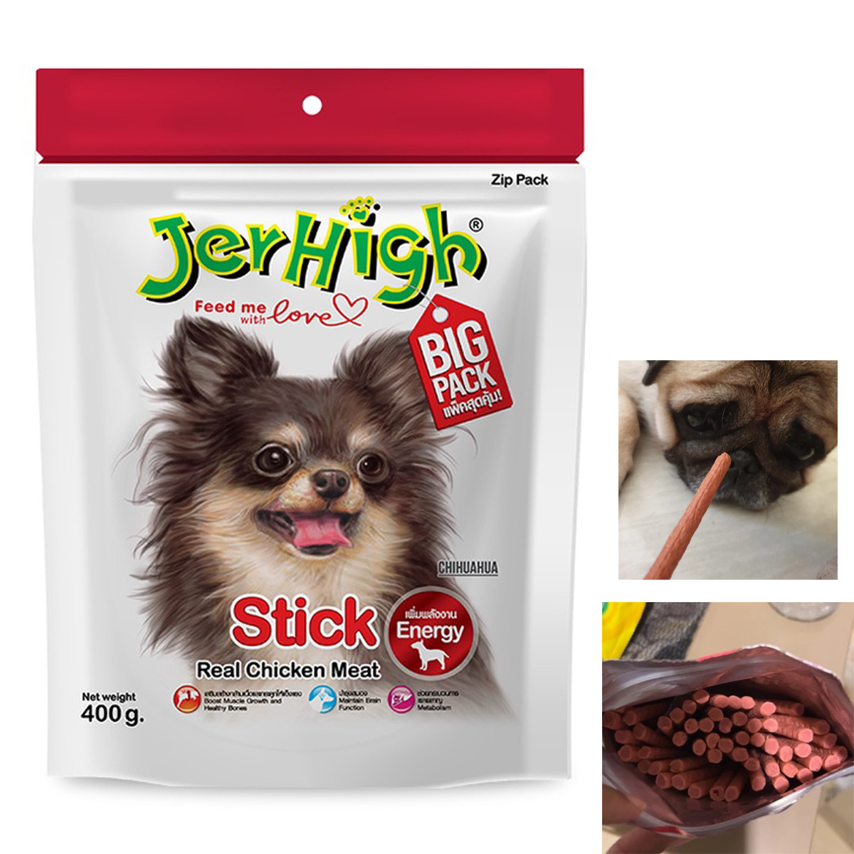 400g JerHigh Real Chicken Meat Stick Dog Puppy Snack Increas