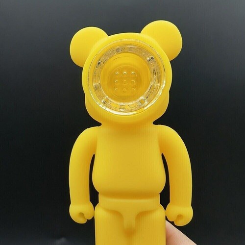 4.3" Yellow Bear Bong Smoking Pipes Silicone Shisha Hand Pipe Bongs + Glass Bowl - Imagen 8 de 8