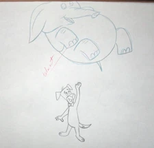 1958 HUCKLEBERRY HOUND OPENING  HANNA-BARBERA ORIGINAL PRODUCTION cel DRAWING