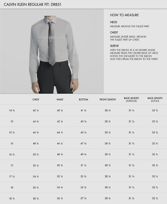 calvin klein dress shirt size guide