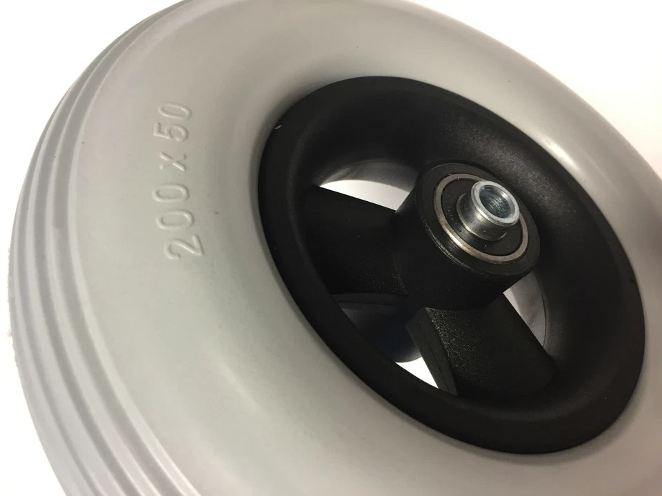 2 x Rollstuhl Reifen 200x50 Rad 100% pannensicher mit Felge Kugellager NB 60 mm - Bild 3 von 4