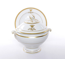 ANTICA  ZUPPIERA GINORI CON PRESENTOIR 1860-1890 PORCELLANA RICHARD GINORI