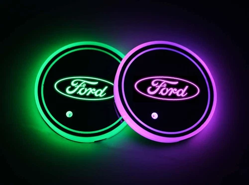 2Pcs 7 Color LED Car Cup Holder Lights USB Charging Atmosphere Lights For Ford - Bild 3 von 7