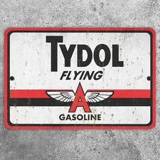 Tydol Flying A Gasoline Metal Sign Replica Vintage White 8"x12" Gas Station Sign