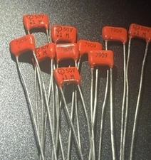 10 Each -  Sprague Mica 0.1M / 0.1UF 50V Capacitor 7909 - NOS