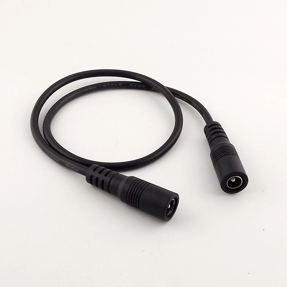 5.5 x 2.1mm Female Socket To Female CCTV DC Power Supply Adapter Cable 2ft 18AWG - Image 2 of 4