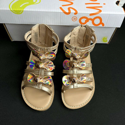 Jumping Beans Toddler Girls Gladiator Style Sandals Size 7 Gold Brown Open Toe