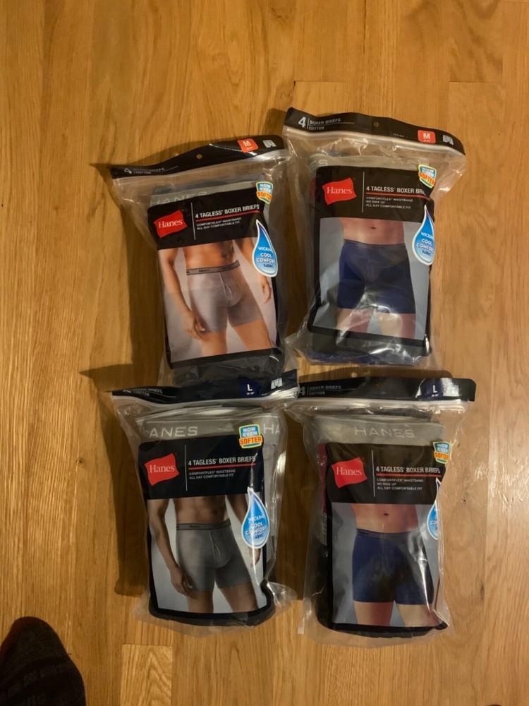 4pk Hanes TAGLESS Boxer Briefs Comfort Soft With Flex Waistband - Med or LG