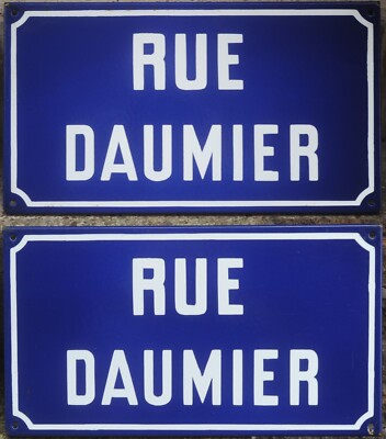 Altes französisches Emaille Straßenschild Plakette Honoré Victorin rue Daumier Künstler um 19