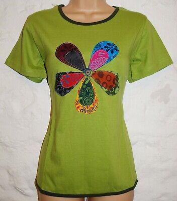 New Fair Trade Top Size 16 Hippy Ethnic Cotton Hippie T-Shirt Rainbow Rebel