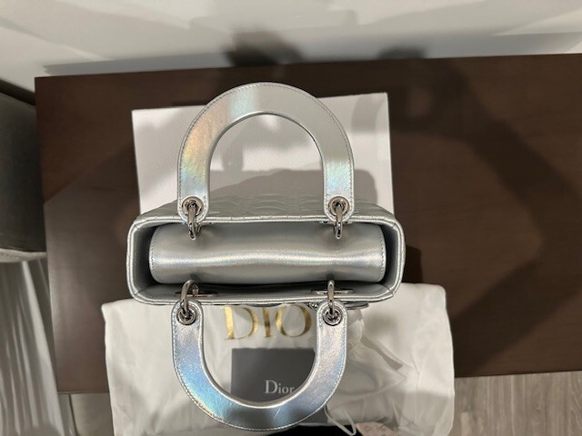 Small Dior Or Lady Dior My ABCDior Bag Metallic Silver