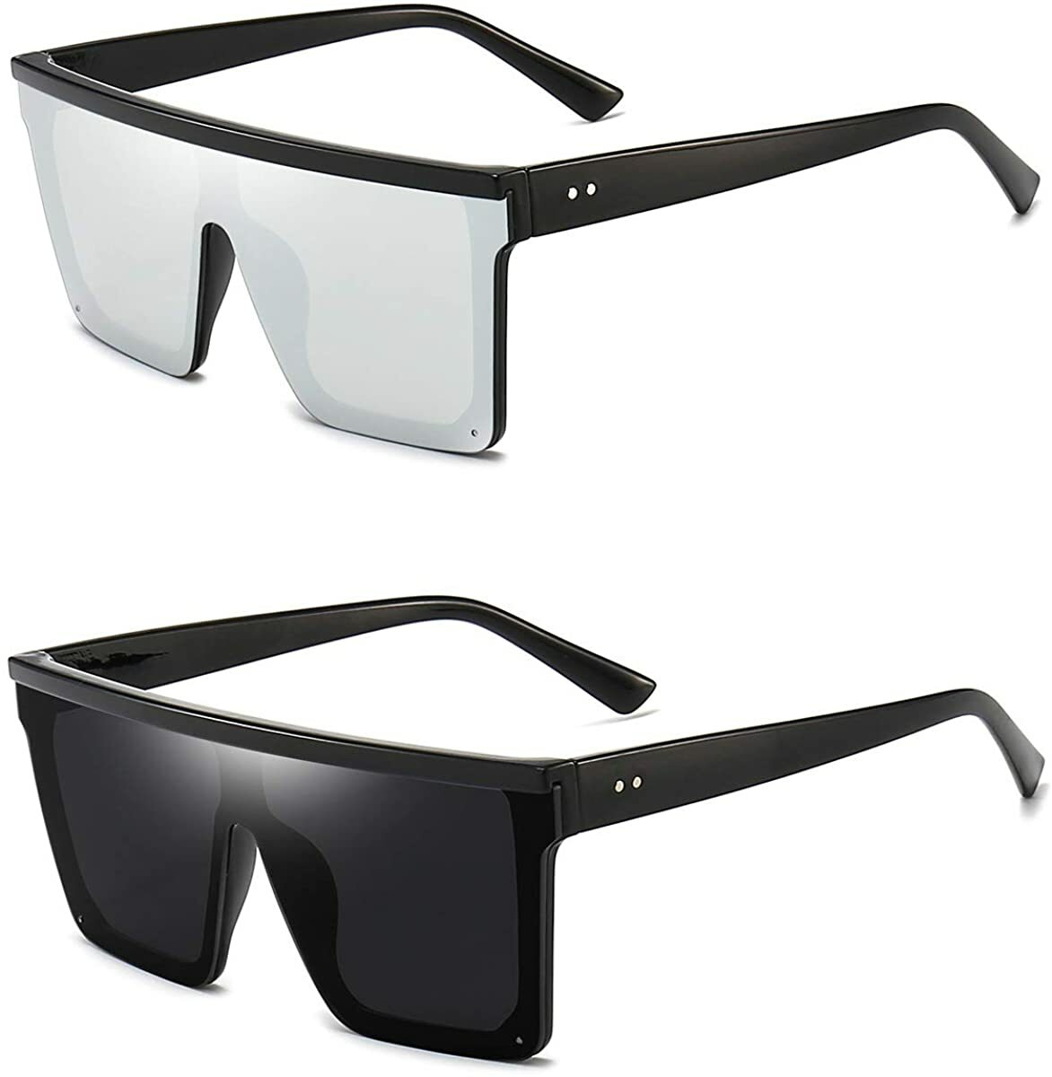 Anti-Glare Non-Polarized Top Square Frameless Flat Fashion Oversized Sunglasses