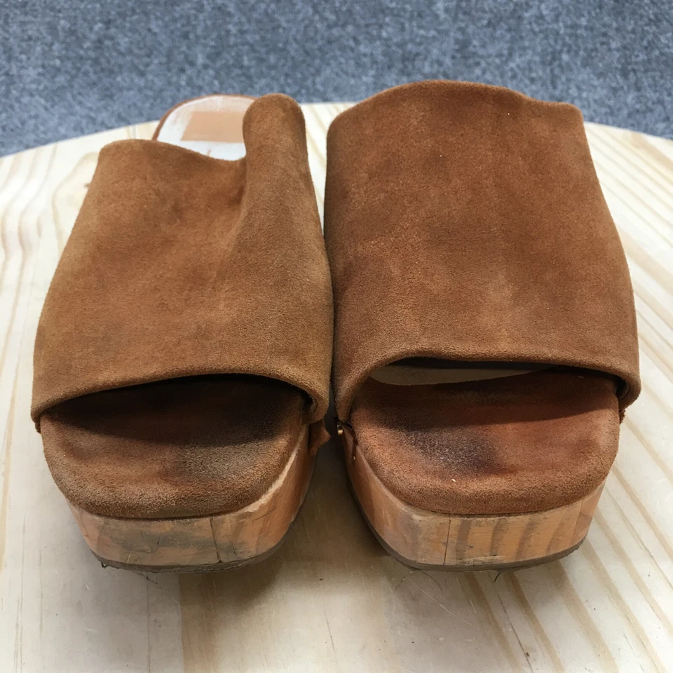 Босоножки женские Dolce Vita 7 без шнуровки коричневые замшевые деревянные на каблуках с заклепками - Изображение 4 из 4