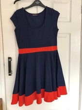 Cute Boohoo skater dress size 12 Navy and Orange