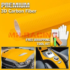 3D Carbon Fiber Yellow Matte Textured Car Vinyl Wrap Sticker Decal Film Sheet
