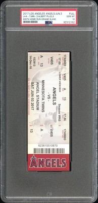Albert Pujols 600 Home Run HR Grand Slam Ticket PSA 10 Gem Mint Jun 3 2017