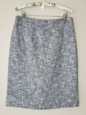 Tory Burch Women's Pencil Skirt Boucle Tweed Cotton Blend Metallic Thread Size 6